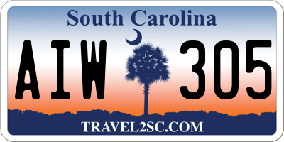 SC license plate AIW305