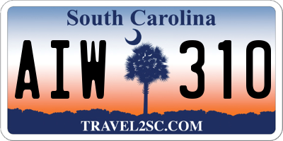 SC license plate AIW310