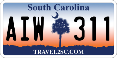 SC license plate AIW311