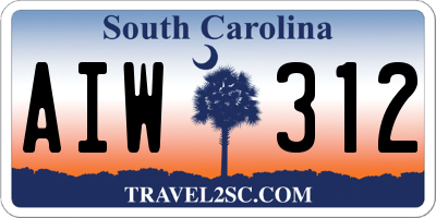 SC license plate AIW312
