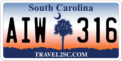 SC license plate AIW316