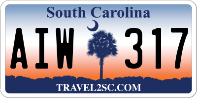 SC license plate AIW317