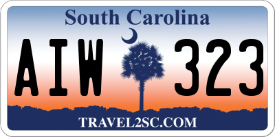 SC license plate AIW323
