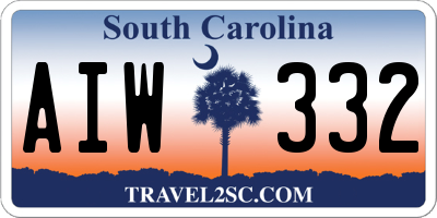 SC license plate AIW332