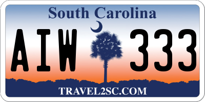 SC license plate AIW333