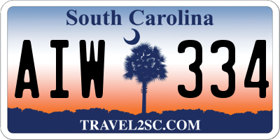 SC license plate AIW334