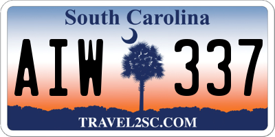 SC license plate AIW337