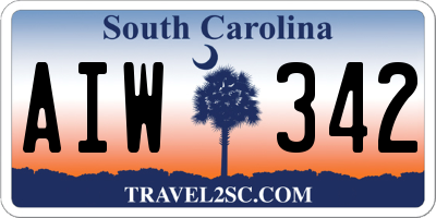 SC license plate AIW342