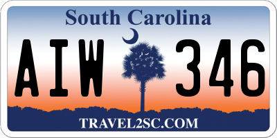 SC license plate AIW346