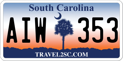 SC license plate AIW353