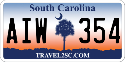 SC license plate AIW354