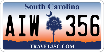 SC license plate AIW356