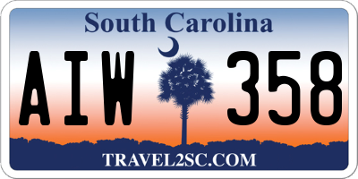 SC license plate AIW358