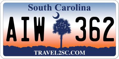 SC license plate AIW362