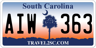 SC license plate AIW363