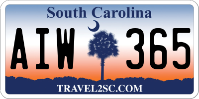 SC license plate AIW365