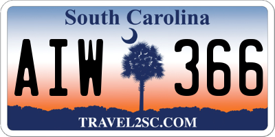 SC license plate AIW366
