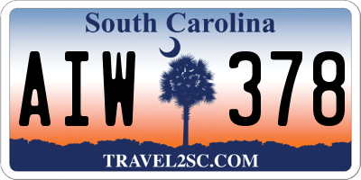 SC license plate AIW378