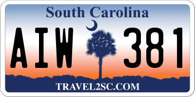 SC license plate AIW381