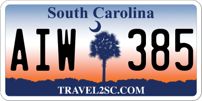 SC license plate AIW385
