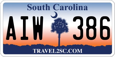 SC license plate AIW386