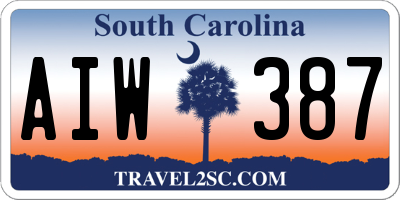 SC license plate AIW387