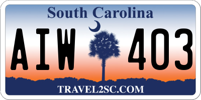 SC license plate AIW403