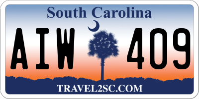SC license plate AIW409