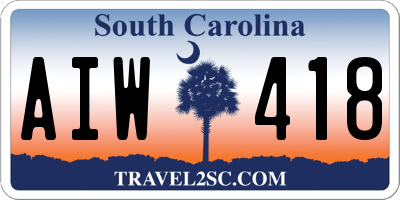 SC license plate AIW418