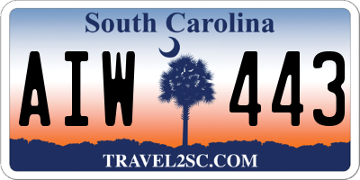 SC license plate AIW443