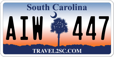 SC license plate AIW447
