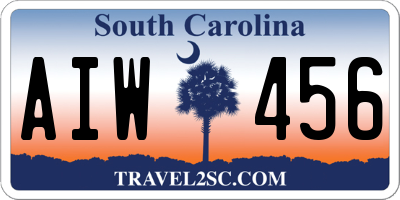 SC license plate AIW456