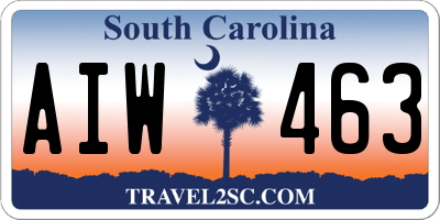 SC license plate AIW463