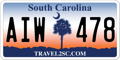 SC license plate AIW478