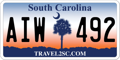 SC license plate AIW492