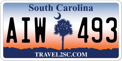 SC license plate AIW493