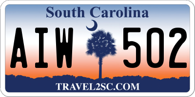 SC license plate AIW502