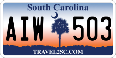 SC license plate AIW503