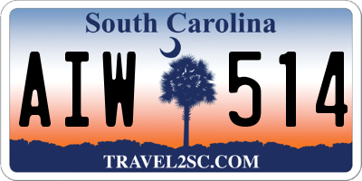 SC license plate AIW514