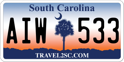 SC license plate AIW533