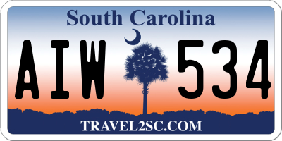 SC license plate AIW534