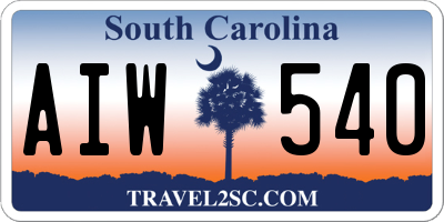 SC license plate AIW540