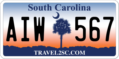 SC license plate AIW567
