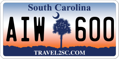 SC license plate AIW600