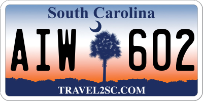 SC license plate AIW602
