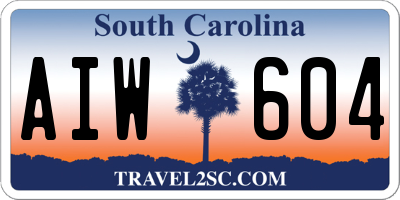 SC license plate AIW604