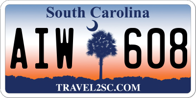 SC license plate AIW608