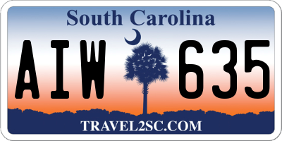 SC license plate AIW635
