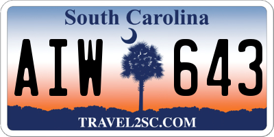 SC license plate AIW643