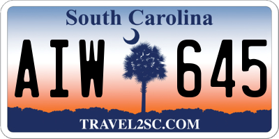SC license plate AIW645